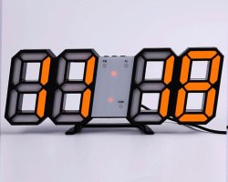 ساعت دیجیتال سه بعدی رومیزی مشکی نارنجی