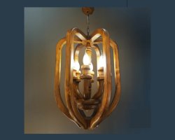 عکس لوستر آویز چوبی ۶ شعله پایه E14