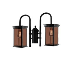 عکس چراغ پارکی دو شاخه شفق مدل روشان برنزی 1192