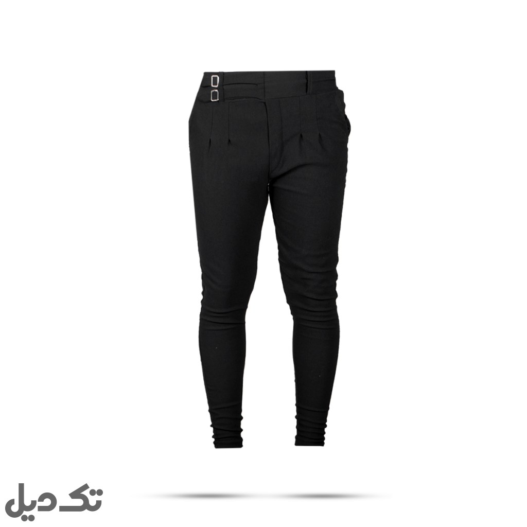 شلوار مشکی دو سگک مردانه مدل Migel