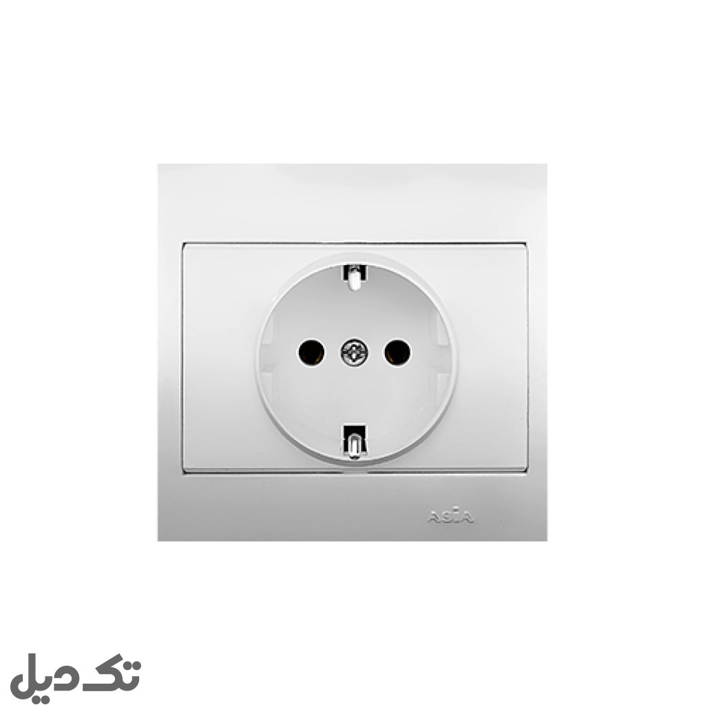 قاب پریز ارت دار سفید مدل استار آسیا الکتریک