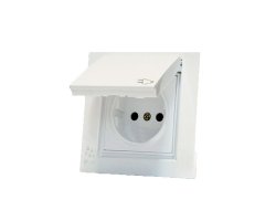 پریز درب دار مدل آسان سفید با قاب