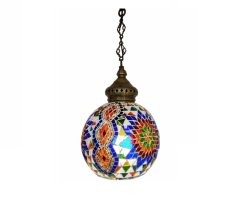 چراغ آویز مراکشی شیشه ای تک شعله E27