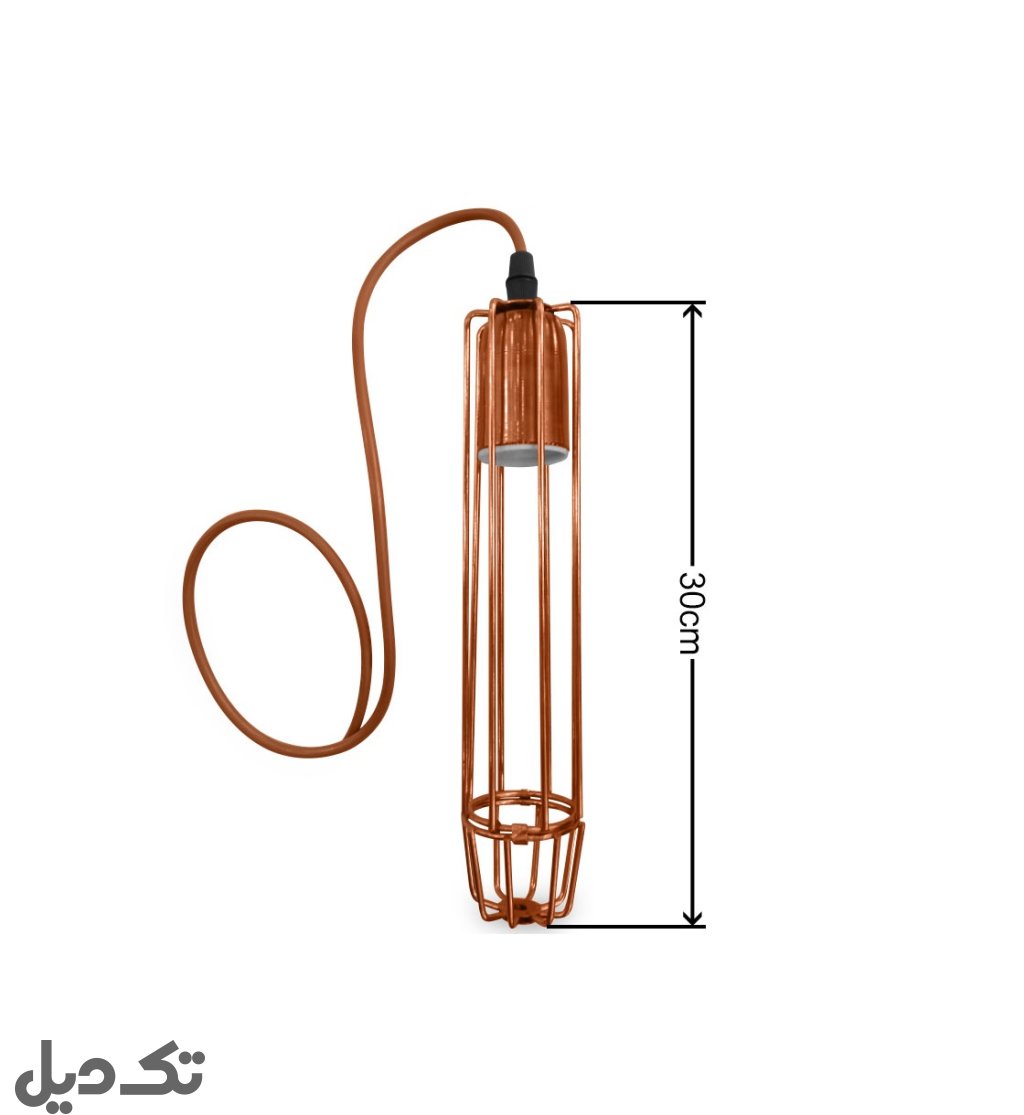 چراغ آویز سقفی E27 رنگ مسی مدل قفس