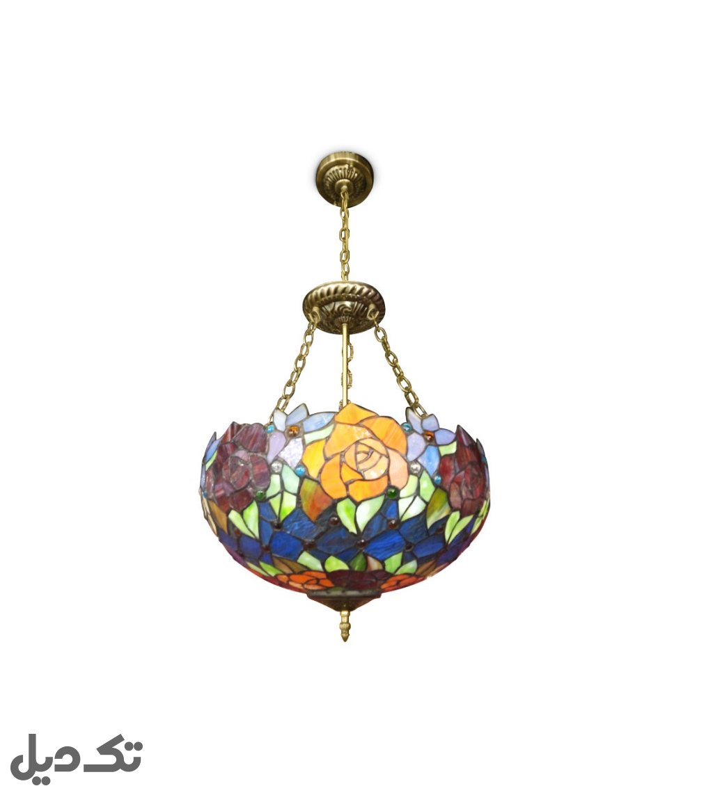 لوستر آویز تیفانی شیشه ای دست ساز