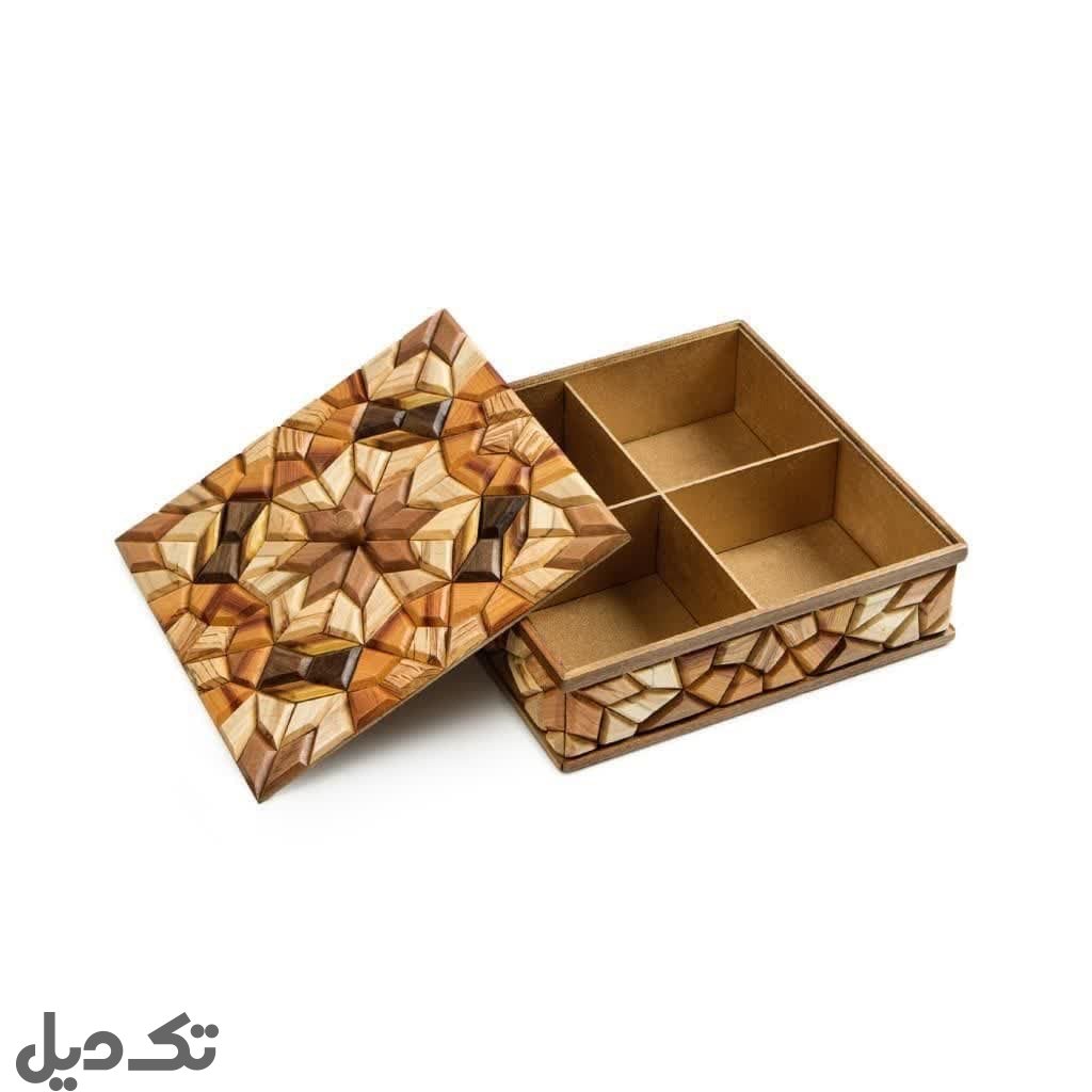 جعبه پذیرایی چوبی گره چینی L2 سایز 25*25